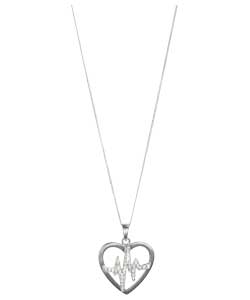 Giles Deacon Sterling Silver Crystal Heartbeat Pendant