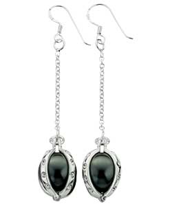 giles Deacon Sterling Silver Pearl Crystal Dropper Earrings