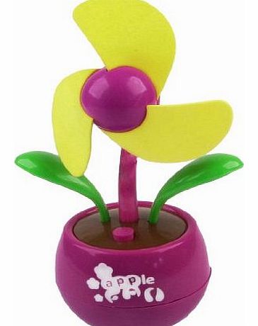 Plastic Apple Shape Laptop Computer USB Battery Cooling Fan Fuchsia Yellow