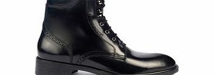 Black leather lace-up boots