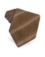 Giorgio Armani Brown Organic Zigzag Stripe Silk Tie