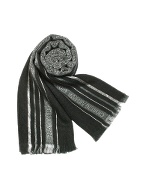 Gray Signature Stripe Wool Stole