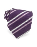 Giorgio Armani Violet Striped Jacquard Silk Seven Fold Tie
