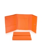 Giorgio Fedon 1919 Classica - Womenand#39;s Orange Calfskin Flap Wallet