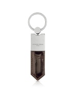 Dark Brown Croc Leather Key Fob