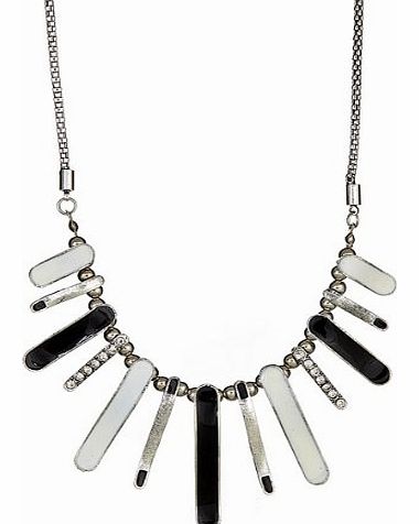 Glam and Gloria Silver Tone Black and White Fashion Collar Bib Choker Necklace