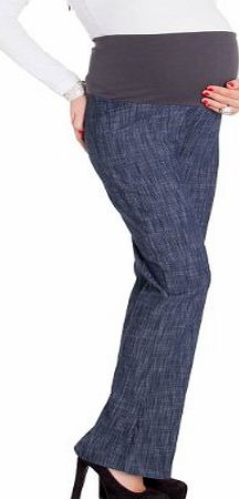 Glamour Empire Flared Cut Over Bump Panel Trousers Pregnancy Maternity COTTON Pants XS-XXXL 794 (L UK 12 EU 40, Navy)