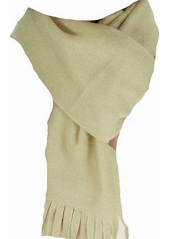 Glamour Girlz Soft Ladies Girls Fleece Warm Winter Scarf Fringe 160cm x 30cm Beige Christmas Stocking Filler Gift Idea