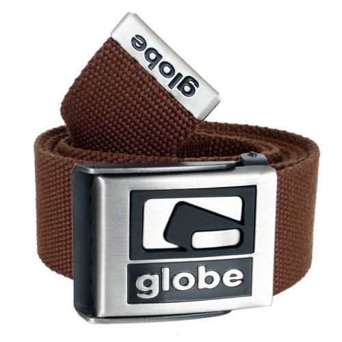 Mens GLOBE Squared Web Belt Chocolate