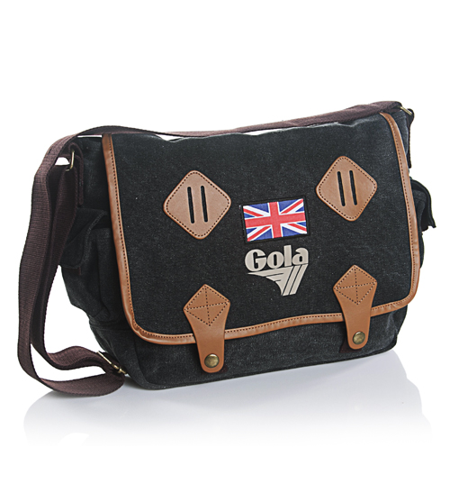 Gola Vintage Style Washed Black Dillon Canvas Satchel