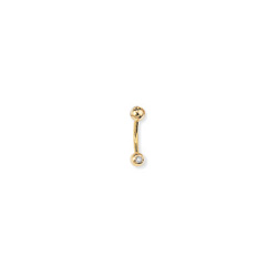 0.05 Ct Diamond Set Navel Bar in 18 Carat Yellow Gold