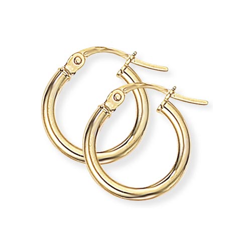 15mm Classic Hoop Earrings In 9 Carat Yellow Gold