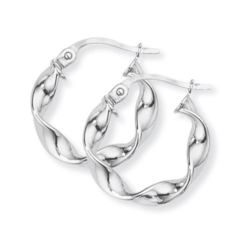 16mm Twisted Hoop Earrings In 9 Carat White Gold