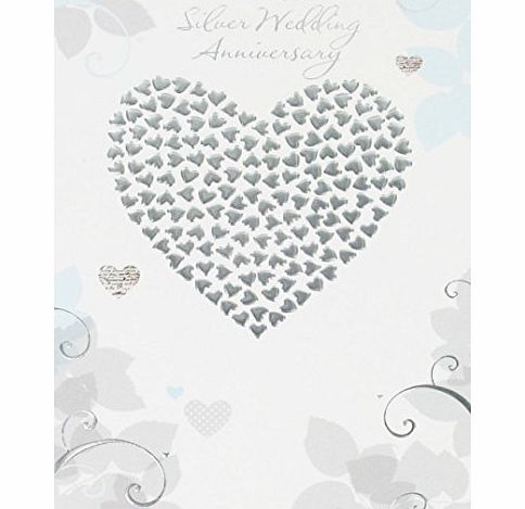 Gold Silver 25th Wedding Anniversary Card Champagne 7.5`` x 5`` Code 502J