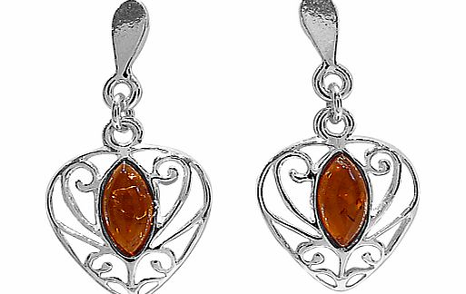 Goldmajor Amber Filigree Sterling Silver Drop