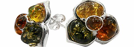 Amber Mulitcoloured Flower Stud Earrings