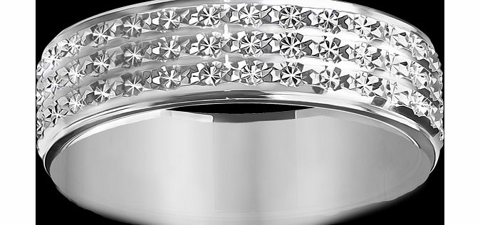 Goldsmiths 4mm ladies three row sparkling cut ring in 9