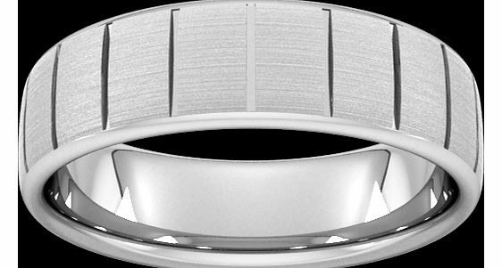 7mm D Shape Heavy vertical lines Wedding Ring in