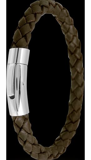 Brown Leather Mens Wide Bracelet