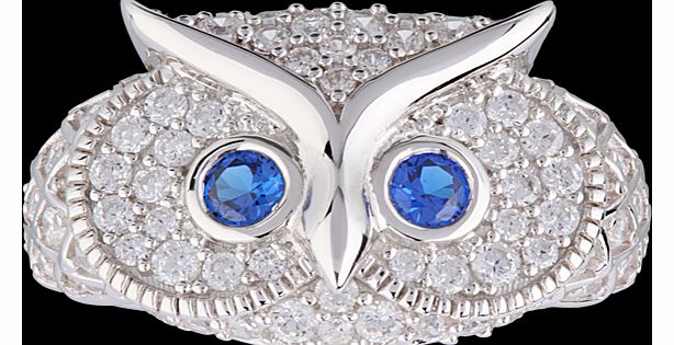 Cubic Zirconia Owl Ring in Sterling Silver