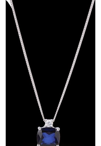 Silver Blue Cubic Zirconia Cushion Pendant