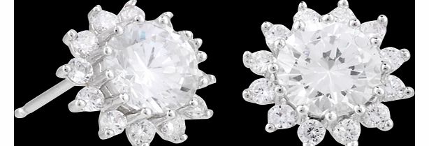 Goldsmiths Silver Cubic Zirconia Flower Earrings