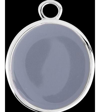 Silver Oval Grey Enamel Pendant Charm