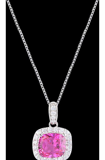 Goldsmiths Silver Pink Cubic Zirconia Pendant