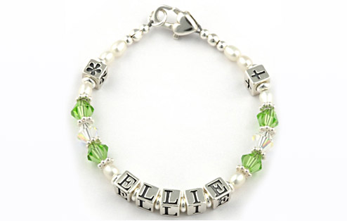 GoneDigging Babys Sterling Silver Name Bracelet - Green