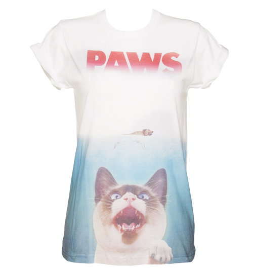 Ladies White Paws Sublimation Boyfriend T-Shirt