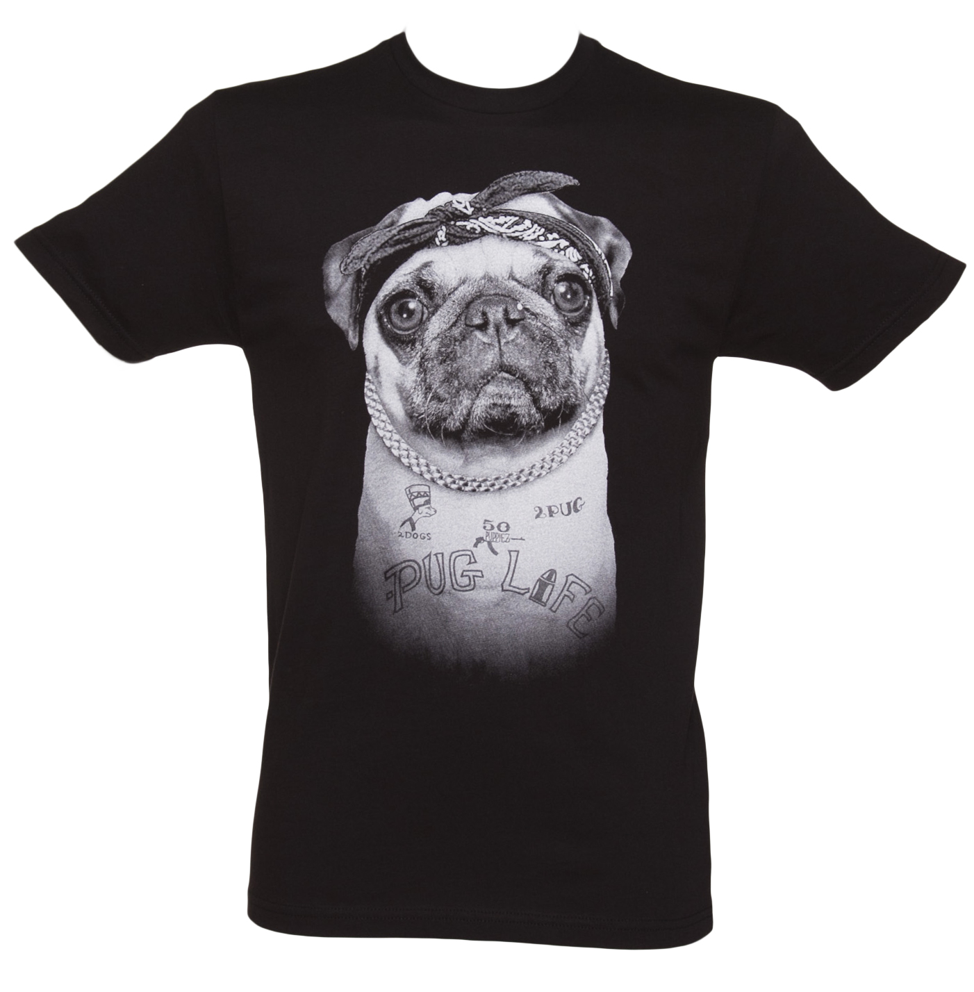 Mens Black 2Pug Shakur T-Shirt from Goodie