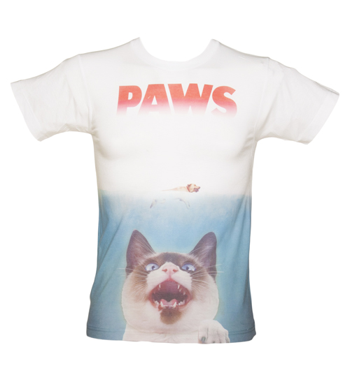 Mens White Paws Sublimation Print T-Shirt