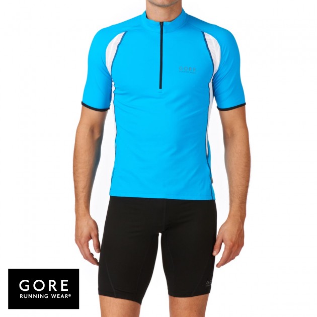 Mens Gore Running Wear Air Zip T-Shirt - Pool