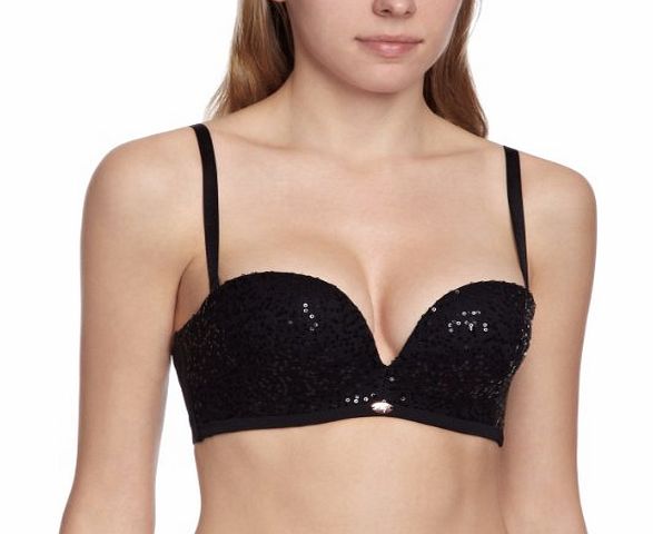 Gossard Egoboost Sequin Padded Plunge Womens Bra Black 30DD