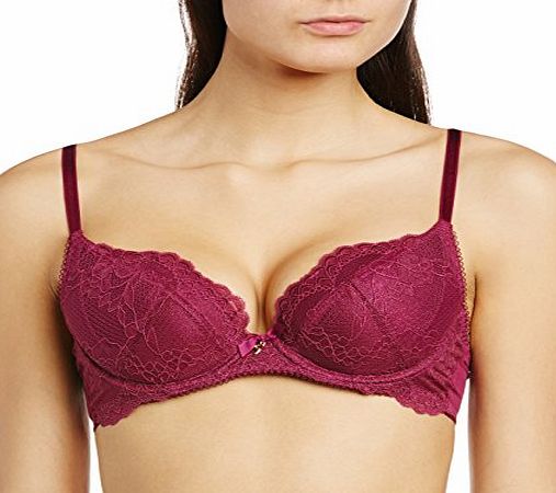 Gossard Womens Superboost Lace Foil Print Plunge Floral Everyday Bra, Purple (Bordeaux), 36B