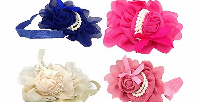 Gothi Creations Royal Blue, Dark Pink, Tango Pink amp; Ivory Pack of 4 Baby Girl Children Headband hair band