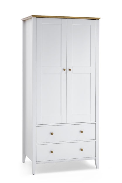 Grace 2 Door Wardrobe - Opal White with Golden