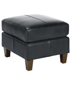 Leather Footstool - Black