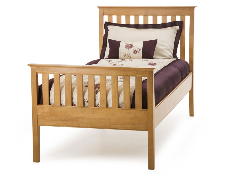 Single High Footend Bed - Golden Cherry