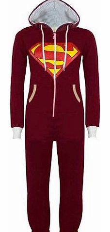 Gracious Girl Wine Superman Adult L - Luzia New Womens Adult Mens Unisex Aztec Superman Batman Print Ladies Hoody Jumpsuit Onesie