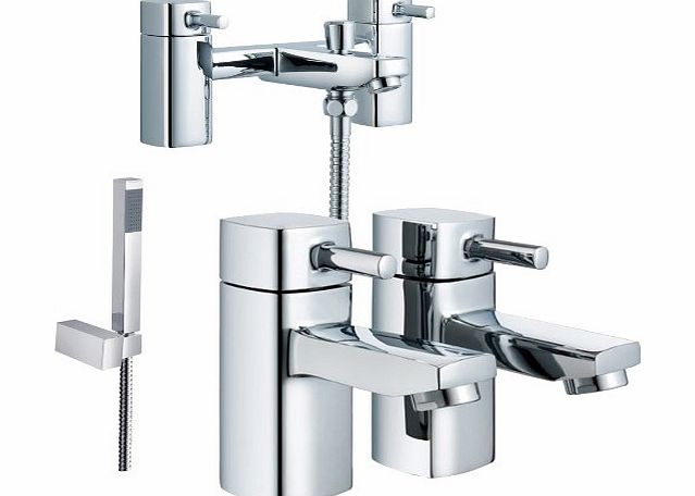 Grand Taps Bathroom Bath Shower Mixer amp; Pair Of Basin Taps Set (ICE 42)