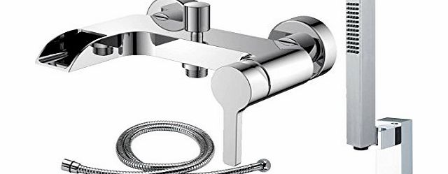 Wall Mounted Bath Bathroom Shower Mixer, Chrome Shower Head, 1.5m Hose (Meuse 4)