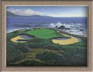 Grandison Galleries Pebble Beach - 7th Hole Hardwood Frame/mount