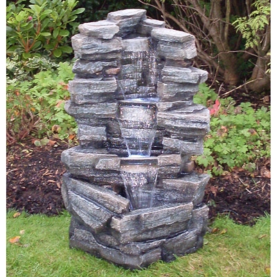 Granite Three Drop Waterfall Water Feature