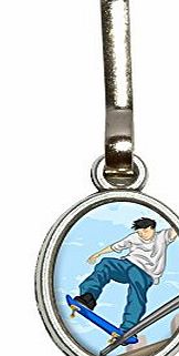 Skateboarder - Skateboarding Skateboard Antiqued Oval Charm Clothes Purse Luggage Backpack Zipper Pull