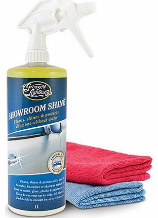 Greased Lightning Showroom Shine 1Ltr   2 Microfibre Cloths Waterless Car Polish