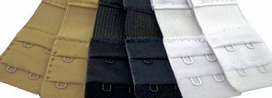 Medipaq Bra Strap Extenders x6 - 2 HOOK - (2xBlack, 2xWhite, 2xNude). Dont Throw Away That Tight BRA!