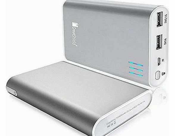 GreatShield Power Tank 10400mAh High Capacity External Battery Pack - Silver/White