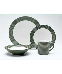 Green Stripes 16 Piece Stoneware Dinner Set