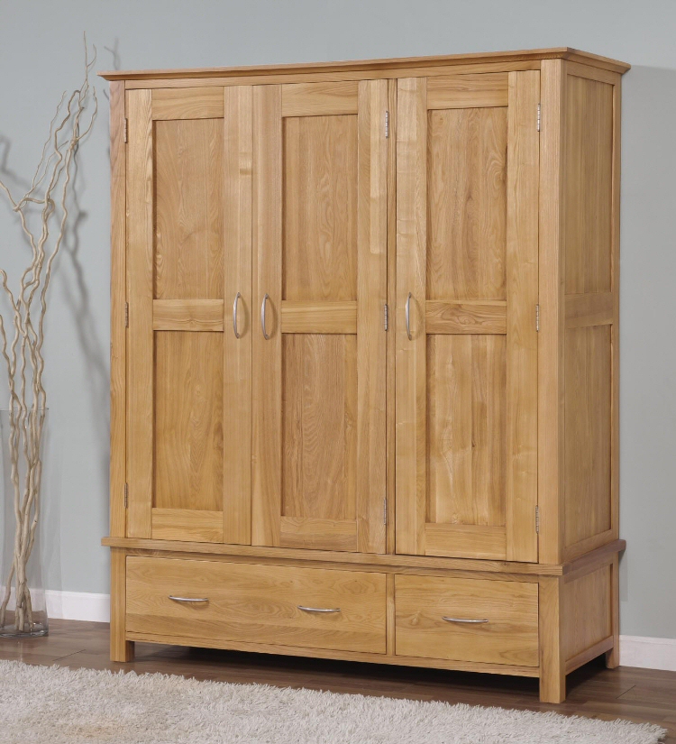 greenwich Solid Ash Triple Wardrobe 2 Drawers